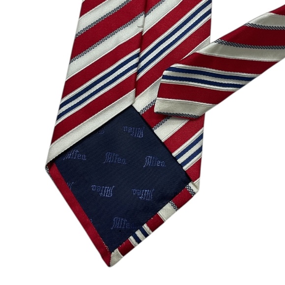 ALTEA Red/White Striped Silk LUXURY Tie ITALY - Picture 4 of 4